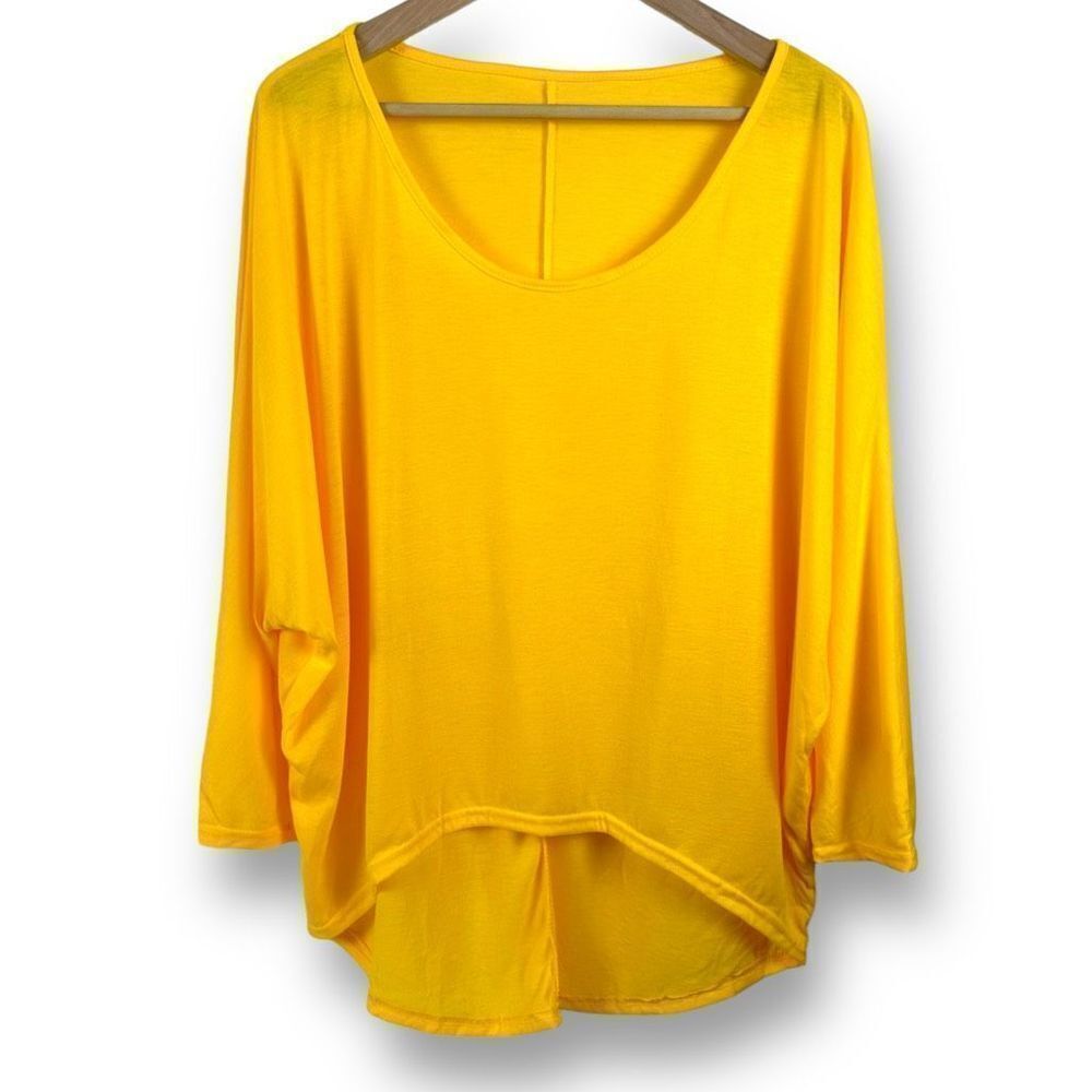 Boutique Women's L Long Sleeve Tee Shirt Sunshine Yellow Loose Fit Casual‎ New